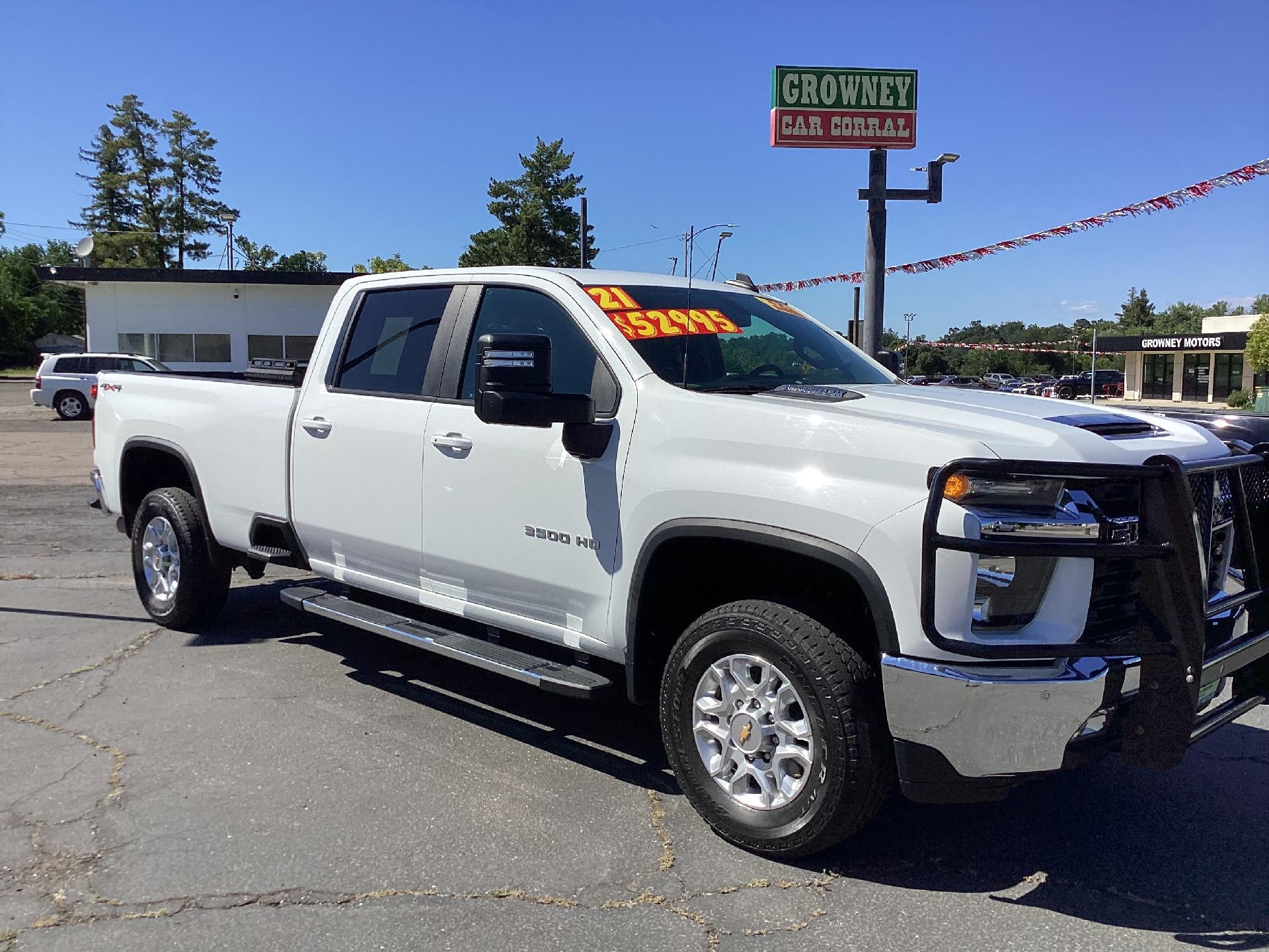 2021 Chevrolet Silverado 3500 HD LT in Summit White — front three-quarter view
